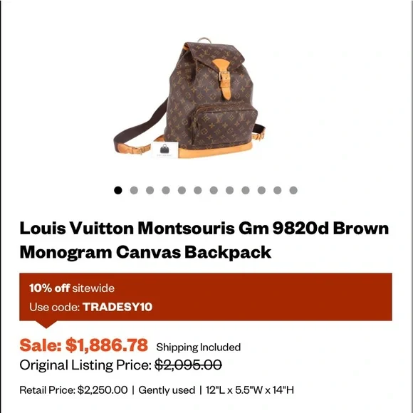 Louis Vuitton Montsouris Gm9820d monogram backpack - Picture 2 of 14